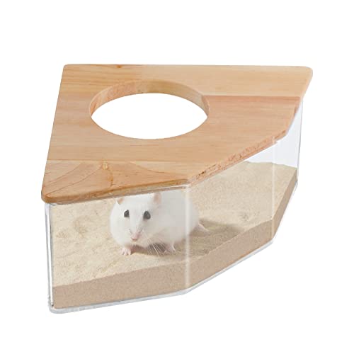 Chngeary Hamster Sand Bath Box Large, Transparent Acrylic Sand Bath Container & Hamster Bathroom, House and Accessories for Hamsters Gerbils Lemming…(Sector)