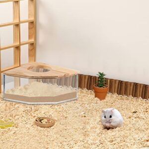 Chngeary Hamster Sand Bath Box Large, Transparent Acrylic Sand Bath Container & Hamster Bathroom, House and Accessories for Hamsters Gerbils Lemming…(Sector)