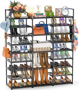 huolewa shoe rack storage organizer, 9 tier large shoes rack for entryway closet garage, free standing tall shoe shelf stand, sturdy big metal shoe rack for 50-55 pair shoe boot