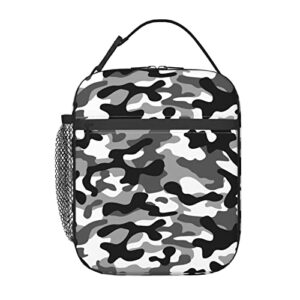 eztrxuvl black camo lunch bags for men women boys girls reusable insulated lunch box lunch container tote bags for office work school picnic camping thermal insulation and cold preservation