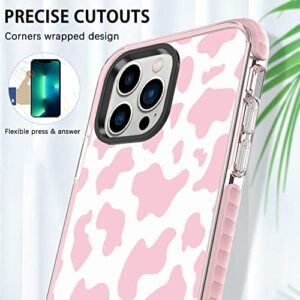 ZIYE Case for iPhone 13 Pro Max Cover Cute Pink Cow Pattern Design Shockproof Slim Durable Soft TPU Bumper Protective Phone Case for Women Girls Girly Case 6.7 Inch-Pink