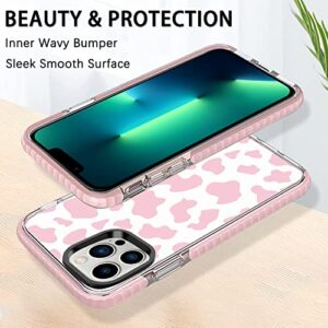 ZIYE Case for iPhone 13 Pro Max Cover Cute Pink Cow Pattern Design Shockproof Slim Durable Soft TPU Bumper Protective Phone Case for Women Girls Girly Case 6.7 Inch-Pink