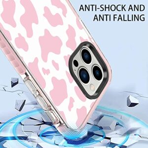 ZIYE Case for iPhone 13 Pro Max Cover Cute Pink Cow Pattern Design Shockproof Slim Durable Soft TPU Bumper Protective Phone Case for Women Girls Girly Case 6.7 Inch-Pink