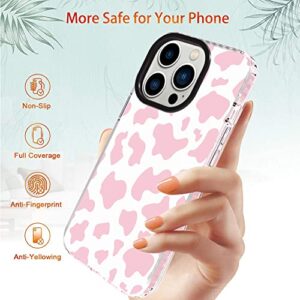 ZIYE Case for iPhone 13 Pro Max Cover Cute Pink Cow Pattern Design Shockproof Slim Durable Soft TPU Bumper Protective Phone Case for Women Girls Girly Case 6.7 Inch-Pink