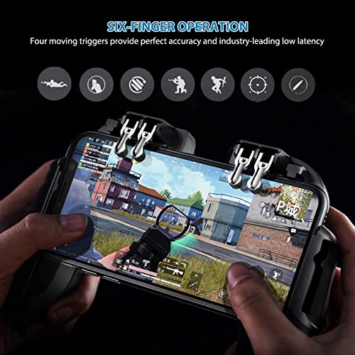 Mobile Game Controller with Silent Cooling Fans/Phone Holder, Phone Gamepad for PUBG/Fortnite/Call of Duty, Tomoda L1R1 Mobile Triggers for 4.7"-6.5" iOS Android Phones