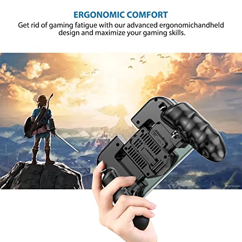 Mobile Game Controller with Silent Cooling Fans/Phone Holder, Phone Gamepad for PUBG/Fortnite/Call of Duty, Tomoda L1R1 Mobile Triggers for 4.7"-6.5" iOS Android Phones