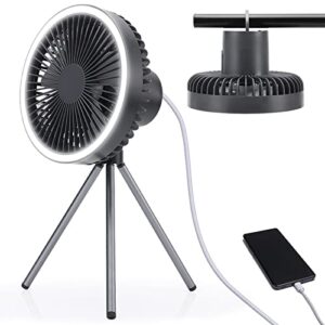 depulat battery operated fan, 10000mah rechargeable portable fan, built-in hanging ring, tripod, camping fans for tents，suitable for home, office, emergency power outage, shelter.