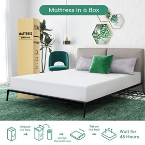 King Mattress, 10 Inch Memory Foam Mattress in a Box, Medium Feel Green Tea Gel Mattress for King Size Bed, CertiPUR-US Certified