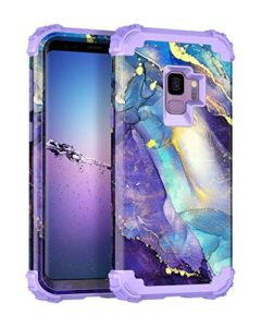 rancase for galaxy s9 case,three layer heavy duty shockproof protection hard plastic bumper +soft silicone rubber protective case for samsung galaxy s9,purple