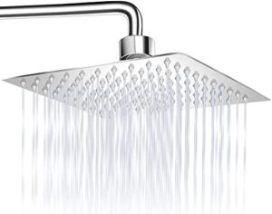 welan rain shower head, high pressure shower head, 10 inch stainless steel square showerhead, adjustable angles, anti-clogging silicone nozzle