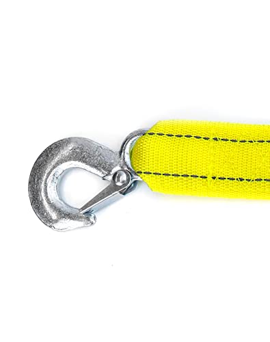 QWORK Tow Strap, | 1.8" x 13' | 11000 lb Capacity, Heavy Duty Towing Strap with Safety Hook, Trailer Rope Unloader for Vehicle Recovery, Towing, Stump Removal, etc