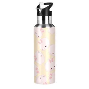 oarencol cute pink bunny water bottle rabbit animal stainless steel vacuum insulated with straw lid 20 oz