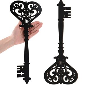 2 pcs keys wall decor large skeleton key sign vintage antique wooden keys wall art farmhouse key wall sign for bedroom christmas no chimney houses decorations, 13.78 x 5.91 inch(black)