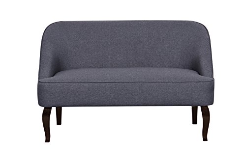 Container Furniture Direct Contemporary Slopped Arms Loveseat, Fabric Upholstered Couch for Living Room, Apartment, College Dorm and Office, 49.2 Inches, Dark Grey