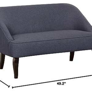 Container Furniture Direct Contemporary Slopped Arms Loveseat, Fabric Upholstered Couch for Living Room, Apartment, College Dorm and Office, 49.2 Inches, Dark Grey