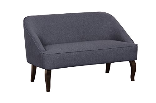 Container Furniture Direct Contemporary Slopped Arms Loveseat, Fabric Upholstered Couch for Living Room, Apartment, College Dorm and Office, 49.2 Inches, Dark Grey