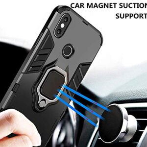 Compatible for Xiaomi Poco M4 Pro 4G Kickstand Case with Tempered Glass Screen Protector [2 Pieces], Hybrid Heavy Duty Armor Dual Layer Anti-Scratch Case Cover, Black