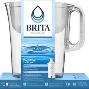 Brita Large 10 Cup Water Pitcher with 1 Standard Filter, Made Without BPA, Huron, (Packaging May Vary), Small, Bright White