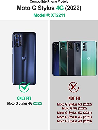 NZND Case for Motorola Moto G Stylus 2022 4G (Not Fit 5G) with [Built-in Screen Protector], Full-Body Protective Shockproof Rugged Bumper Cover, Impact Resist Durable Case (Marble Design Sapphire)