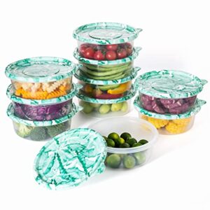 cook with color containers with lids - plastic food storage containers - meal prep containers -10 lunch containers with 10 lids, airtight reusable containers -33.8 oz / 1 l(round leaves)