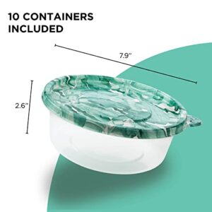 COOK WITH COLOR Containers with Lids - Plastic Food Storage Containers - Meal Prep Containers -10 Lunch Containers with 10 Lids, Airtight Reusable Containers -33.8 Oz / 1 L(Round Leaves)