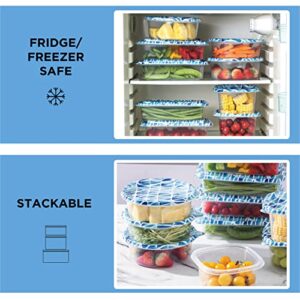 COOK WITH COLOR Containers with Lids - Plastic Food Storage Containers - Meal Prep Containers -10 Lunch Containers with 10 Lids, Airtight Reusable Containers -33.8 Oz / 1 L (Round Triangles)