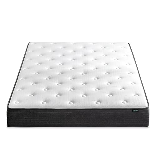 Zinus 8 Inch Comfort Essential Pocket Spring Hybrid Mattress/Pressure Relieving Support/CertiPUR-US Certified/Mattress-in-a-Box, Twin, White; Grey