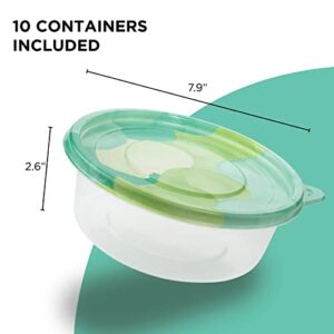 COOK WITH COLOR Containers with Lids - Plastic Food Storage Containers - Meal Prep Containers -10 Lunch Containers with 10 Lids, Airtight Reusable Containers -33.8 Oz / 1 L (Round Green Splashes)