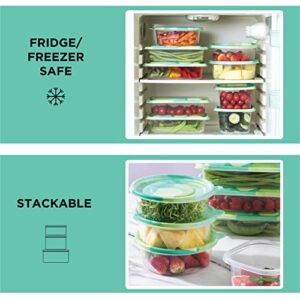 COOK WITH COLOR Containers with Lids - Plastic Food Storage Containers - Meal Prep Containers -10 Lunch Containers with 10 Lids, Airtight Reusable Containers -33.8 Oz / 1 L (Round Green Splashes)