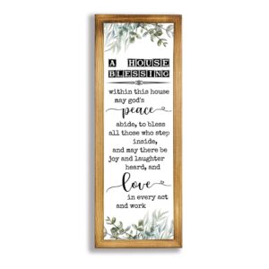 maoerzai bless this home wall decor, bless this house wood plaque inspiring quote, a house blessing 6 x16 inch hanging sign, christian religious home decor saying. (white-blessing sign)