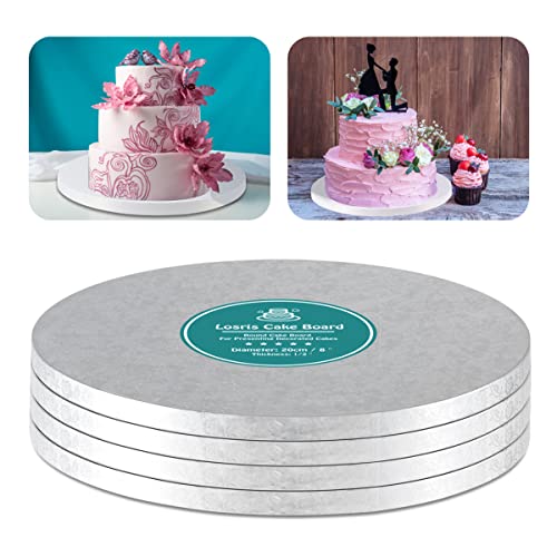 Silver Cake Drum Round 16 Inch Cake Boards with 1/2-Inch Thick Smooth Edges for Multi Tiered Birthday Wedding Party Cake Drums Board