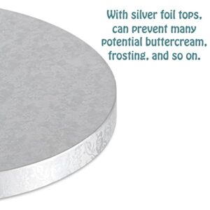 Silver Cake Drum Round 16 Inch Cake Boards with 1/2-Inch Thick Smooth Edges for Multi Tiered Birthday Wedding Party Cake Drums Board