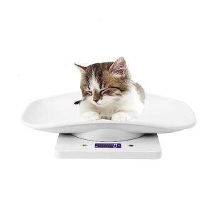 ahdaskoo digital pet scale,max 33 lbs lcd display small animal scale,g / ml / lb /oz,multifunction non‑slip kitchen food scale for hamster kitten puppy hamster little bird,white