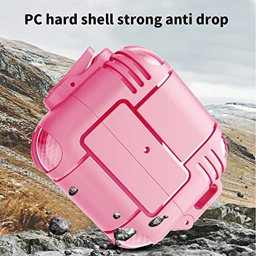 ZenRich New Airpods Pro Case, zenrich Anti Lost Buckle Full-Body Hard Shell Protective Rugged Charging Cover Case with Keychain for AirPod Pro 2019, Front LED Visible,Pink