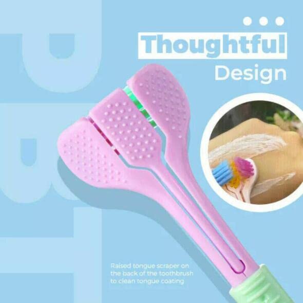 Three-Sided Soft Hair Tooth Toothbrush, Effective Wrap-Around Design, Deeply and Thoroughly to Clean Teeth and Gums, Suitable for Adults and Children(Random Color Sent) (2pcs)