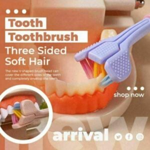Three-Sided Soft Hair Tooth Toothbrush, Effective Wrap-Around Design, Deeply and Thoroughly to Clean Teeth and Gums, Suitable for Adults and Children(Random Color Sent) (2pcs)