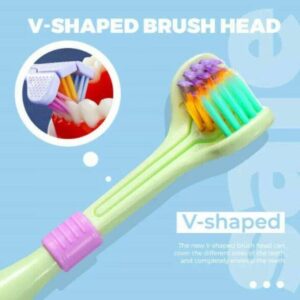 Three-Sided Soft Hair Tooth Toothbrush, Effective Wrap-Around Design, Deeply and Thoroughly to Clean Teeth and Gums, Suitable for Adults and Children(Random Color Sent) (2pcs)