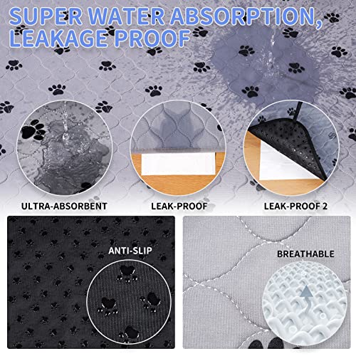 Non-Slip Washable Pee Pads for Dogs, 2 Pack Large 36"x41" Ultra-Absorbent and Leak-Proof Reusable Potty Training Pads for Dogs and Cats Puppy Pads of Add 8 Lanyards