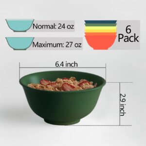 [Set of 6] 27 Oz Unbreakable Cereal Bowls Reusable Wheat Straw Fiber Bowl Sets - Dishwasher & Microwave Safe Bowl BPA Free - for Cereal, Fruit, Rice and Snack ect.