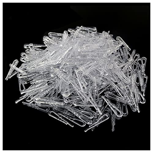 RLECS 300pcs Transparent Plastic Alligator Clip 38mm Shirt Fixing Packing Clip U Shape Plastic Clothespins for Ties Socks Pants Shirts