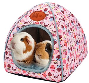 afyhh rabbit guina-pig house-bed hideout - hamster toys large cave for dwar bunny hedgehog bearded dragon winter nest cage guinea pig accessories (pink)