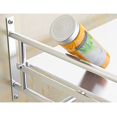 JF-XUAN Kitchen Shelf Kitchen shelf Lixin Microwave Oven Rack WallMounted 304 Stainless steel Thick steel plate with Removable hook knife holder Tableware rack (color : Silver, Size : 53 * 35.5 * 19