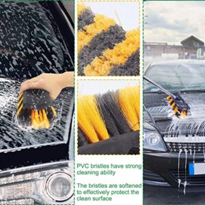 JINHILL Car Wash Brush Head Soft Bristle Scrub Washing Brush for Car Trcuk Auto RV Boat Camper Deck Cleaning (Yellow/Black)