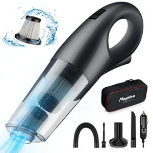 moyidea handheld car vacuum cleaner, portable corded vacuum, wet/dry use, low noise, hepa filters & bag, handheld vacuum for deep interior cleaning