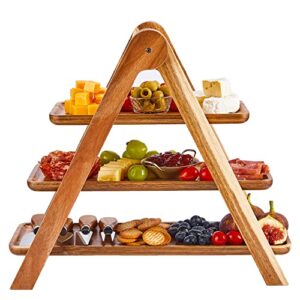 noriginalic 3 tier serving tray acacia wood serving tray for party charcuterie boards fruit bowl cupcake stand
