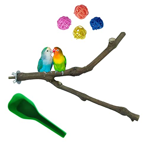 kathson Bird Perches Natural Parrot Perch Wooden Parrot Stand Platform Birds Grape Branch Stand Pole Climbing Grinding Paw Stick Cage Accessories for Cockatiels Canary Lovebirds Small Budgies Parakeet