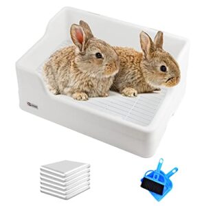 bnosdm bunny litter box with grid dwarf rabbit cage potty trainer corner toilet small animal litter pan bedding box plastic detachable tray for chinchillas hedgehogs ferret guinea pigs