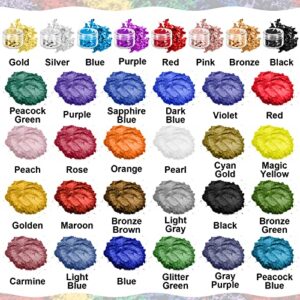 Mica Powder for Epoxy Resin, 32 Colors X 5g Mica Pigment Powder Metallic Colors Shimmer Glitter Powder, for Soap Making,Bath Bomb, Candle Making, Art Crafts, Resin Dye, Nails, Slime