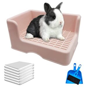 bnosdm bunny litter box with tray dwarf rabbit cage potty trainer corner small animal toilet plastic detachable pet guinea pig litter pan bedding box for chinchillas galesaurs ferret