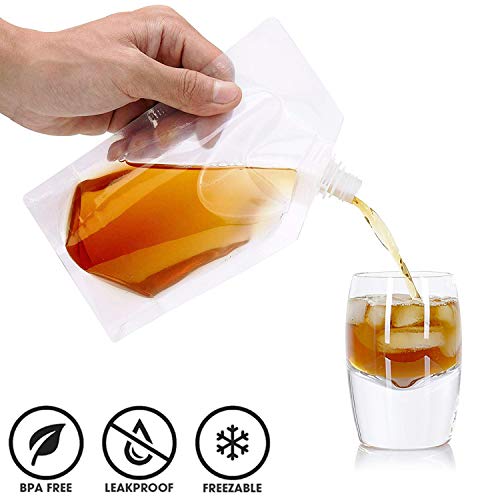 Concealable and Reusable Cruise Sneak Plastic Flask kit,Juice Travel Plastic Bags Drink Bags for Travel Outdoor Sports, Concerts, Events(32OZ-10PCS)